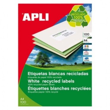 Etiqueta 100% Reciclada A4 C/100 105x29 2000 E.Apli 12063