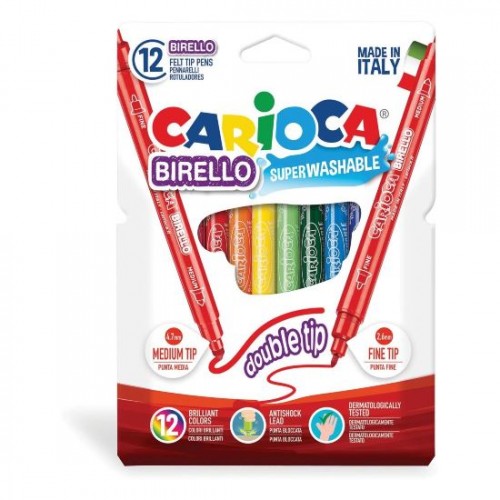 Rotulador carioca birelo bipunta caja de 24 colores. – Papelería Vital