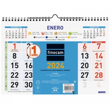 Calendario Pared Finocam 210x300 Color Nº Grandes
