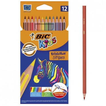 Lápices Color Bic Kids Evolution Stripes C/12 Colores 9505221